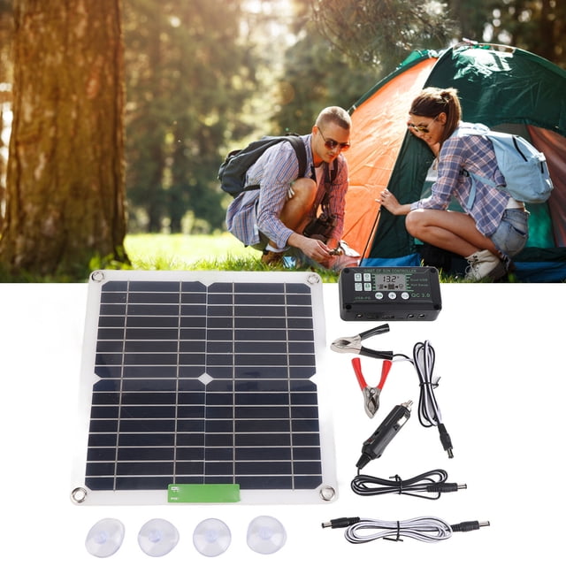 200W 12V Solar Panel Kit, Monocrystalline Solar Panel Charge Controller with Controller Power Station for Cycling Mountaineering Hiking Camping