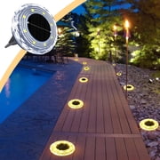 Solar Disc Lights for Outdoor Garden & Patio - Led Solar Ground Lights for Walkways & Lawns, Waterproof Solar Powered Landscape Lighting, Clear, JKODE