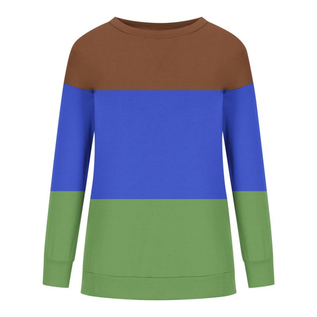 Timegard Women's Sweatshirt Crew Neck Long Sleeve Color Block Pullover Fall Winter Casual Tunic Tops