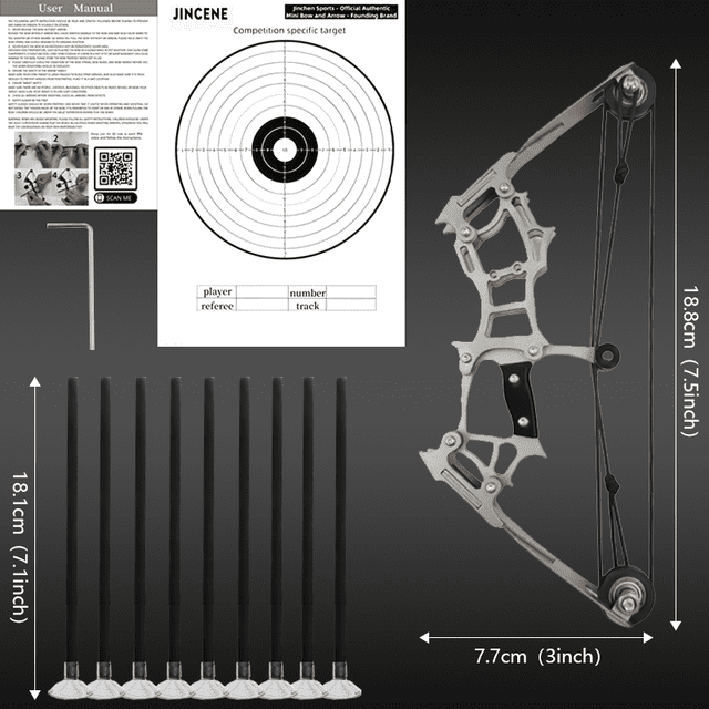 Chumajor 7.5-inch Mini Compound Bow Set, 12 Lbs Draw Weight, Suitable for Both Left and Right-handed Users, Includes 12 Arrows and Target Paper, Ideal for Target Shooting and Hunting Games