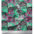 thumbnail image 1 of Soimoi Green polyester Crepe Fabric Leopard Skin,Leopard & Wild Animal Fabric Prints by Yard 52 Inch Wide, 1 of 1