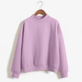 thumbnail image 2 of 2025 Femmes Col Rond Uni Manches Longues Haut Couleur Col Roulé Manches Longues Grande Taille Crop Top Plus Velours, 2 of 6