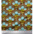 thumbnail image 1 of Soimoi Modal Satin Fabric Leaves,Floral & Scale Geometric Decor Fabric Printed Yard 42 Inch Wide, 1 of 1