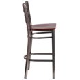 thumbnail image 2 of HERCULES Series Clear Coated Ladder Back Metal Restaurant Barstool - Mahogany Wood Seat, 2 of 6