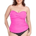 thumbnail image 1 of RELLECIGA Women's Ruched Bandeau Tankini Top Swimsuits, 1 of 10