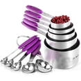 thumbnail image 1 of U-Taste 18/8 Stainless Steel Measuring Cups and Spoons Set: 10 Pieces Metal Stacking Kitchen Baking Cooking Food Measure Set 5 Cups 5 Spoons with Strengthened weld joints (Purple), 1 of 10