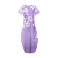 thumbnail image 3 of Ovzne Robes pour Femmes 2025 Robe Mode Robe Décontractée pour Femmes Imprimée à Manches Courtes Col Rond Robe avec Poches Robe Grande Taille Robe à Manches Courtes Imprimée Liquidation, 3 of 4