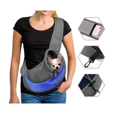 Sac de Transport pour Chien Sac Bandoulière pour Chat Chiot Sac de Voyage Ajustable pour Petits Animaux Sac à Main pour Chien avec Pochette en Filet Respirant Sacoche pour Chien Portable pour Marché Extérieur