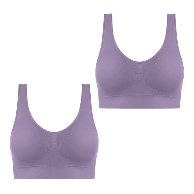 AherBiu 2pc Plus Size Sports Bras for Women Large Bust High Support Padded Bralettes Seamless Workout Underwear