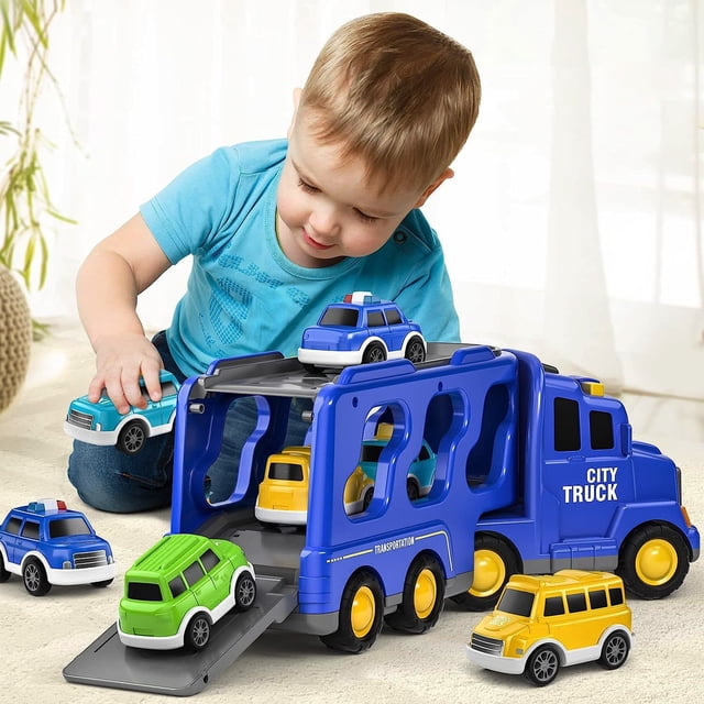 XZNGL Simulation Car Model Lights And Music Transport Vehicle Engineering Vehicle Container Car Holiday Gift For Boys & Girl Educational Play Toys For Kids