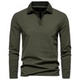 thumbnail image 1 of Hauts d'Automne pour Femmes Mode Homme Décontractée Couleur Unie Manches Longues Col Rabattu Chemisiers Chemises Chandails Classiques pour Femmes P-59 Vert TTG, 1 of 4