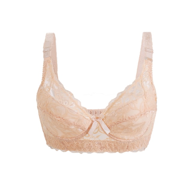 INSPIRE CHIC Women Full Cup Bras Breathable Comfort Floral Lace Full Coverage Non Padded Underwired Bra 36/80 Fit 34B Beige