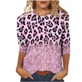 thumbnail image 2 of Qertyioot Hauts de Mode pour Femmes, T-shirt Imprimé Ample Manches 3/5 Col Rond Décontracté, 2 of 4