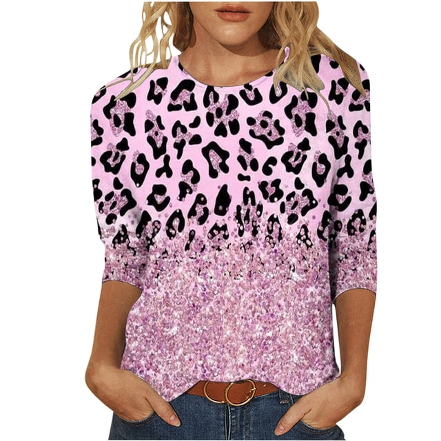 HKEJIAOI Hauts pour Femmes à Manches 3/4 Blouse Tunique à Imprimé Floral L Blouse d'Été
