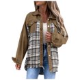 thumbnail image 1 of jsaierl Women Jean Jacket Long Sleeve Button Down Plaid Oversized Denim Shacket Jackets, 1 of 9