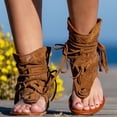 thumbnail image 1 of zanvin Sandales on, Sandales d'Été Femmes Filles Sandales de Plage Rétro Sandales Bohèmes à Pampilles Chaussures Romaines de Plage Bottes Sandales pour Femmes, 1 of 5