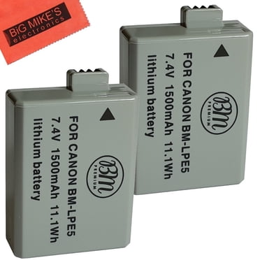 BM Premium 2 Pack of LP-E5 Batteries for Canon EOS Rebel XS, Rebel T1i, Rebel XSi, 1000D, 500D, 450D, Kiss X3, Kiss X2, Kiss F Digital SLR Camera