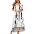 thumbnail image 1 of JULMCOMO Robes Grande Taille pour Femmes 5x Robe d'Été à Épaules Dénudées pour Invitée de Mariage Tendance à Imprimé Floral à Manches Courtes Col Ras du Cou Longue Robe Violet 5TG, 1 of 6