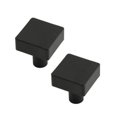 Era Square Knob Brushed Black, Metal Knobs for Drawers and Cabinets 2-Pack