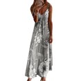 thumbnail image 1 of Bellella Robe d'Été Évasée Sans Manches à Bretelles Col en V Longue Robe Maxi Sexy Imprimé Floral Quotidien Gris m, 1 of 2