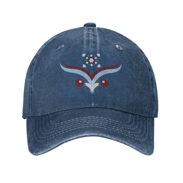 ZICANCN National Wind Pattern Adjustable Baseball Cap Women , Hats for Men Adult Washed Cotton Denim Baseball Caps Fashion Navy Blue