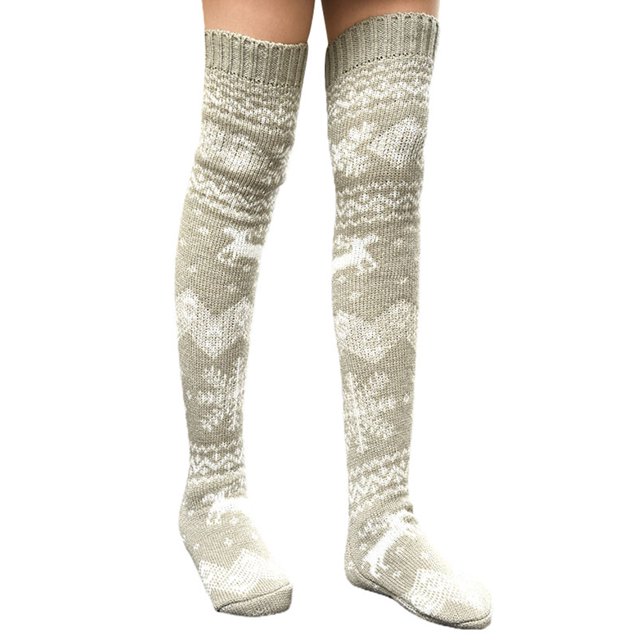 FOCUSNORM Women Juniors Christmas Knitted Socks, Cartoon Patterns Stocking Long Tube Socks