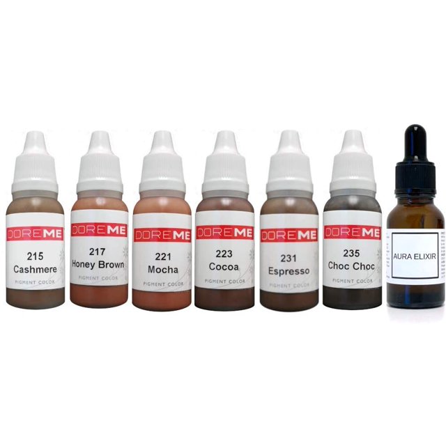 Doreme Permanent Makeup Très Bon Brow Pigment Set Kit Ink Color Cosmetic Microblading Micropigmentation Aura Elixir Sets