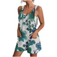 thumbnail image 1 of Pisexur Combinaison Décontractée Plus de Taille Femmes Summer Floral Sans Manches Moulante Sangle Spaghetti Réglable Extensible Shorts une Pièce avec Poches S-3XL, 1 of 5