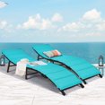 thumbnail image 1 of Costway 2 Pcs Chaise Longue Pliante en Rotin pour Patio avec Coussin Double Face Turquoise, 1 of 10