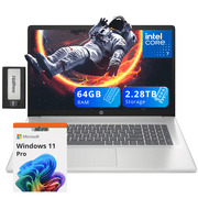 HP 17.3" FHD IPS Anti-Glare Laptop, Intel 7-150U, 64GB RAM, 2.28TB Storage (2TB SSD+288GB Docking Station Set), Intel Graphics, 1080p FHD Camera, Fast Charge, Win 11 Pro, Silver