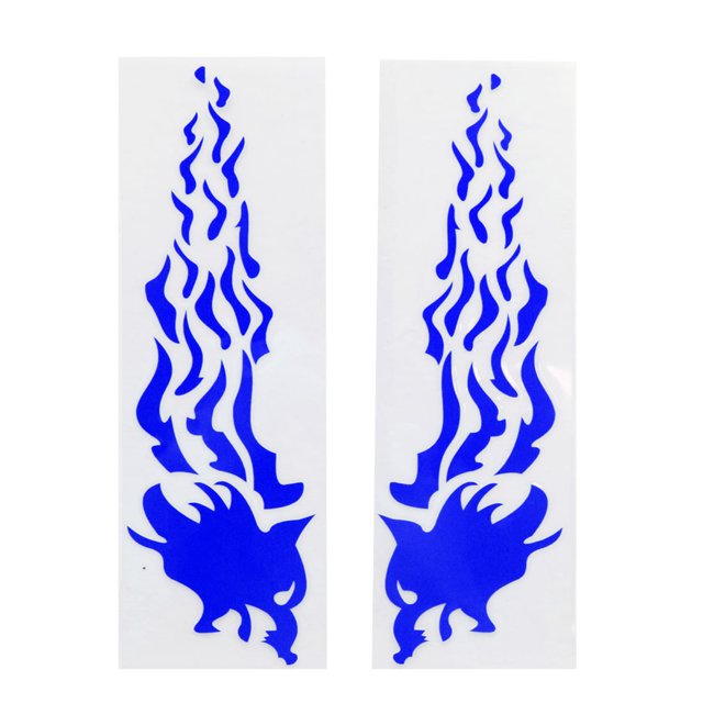 Unique Bargains 2Pcs Blue Flame Pattern Reflective Sticker Decorative for Motorcycle Car