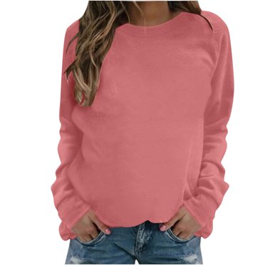 CEHVOM Mode Femmes Décontracté Manches Longues Col Rond Uni Chandail pour Dames Hauts Blouse Liquidation