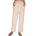 thumbnail image 1 of Timegard Plus Size Pants for Women Cotton Linen Elastic Waisted Lightweight Casual Trousers with Pockets, 1 of 6