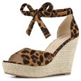 thumbnail image 1 of BLISSFUL STEP Sandales Espadrilles pour Femmes à Lacets avec Bride à la Cheville Léopard (Taille 8,5), 1 of 1