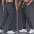 thumbnail image 3 of Ceisia Men Solid Color Loose Casual Pants Elastic Waist Drawstring Sports Gift Work Trousers, 3 of 4
