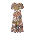 thumbnail image 5 of Ovzne Robes d'Été pour Femmes 2025 Robe pour Femme Mode pour Femmes Manches Longues Col Rond T-Shirt Imprimé Blouse Ample Robe Robe de Vacances Manches Courtes Imprimée Liquidation, 5 of 5