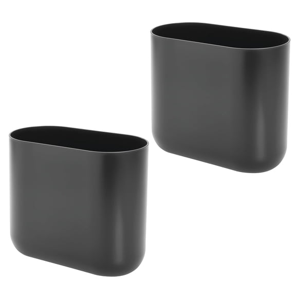 iDesign Petite Poubelle Mince en Plastique pour Salle de Bain, Poubelle pour Chambre, Bureau, Bureau, Dortoir, Lot de 2, Gris