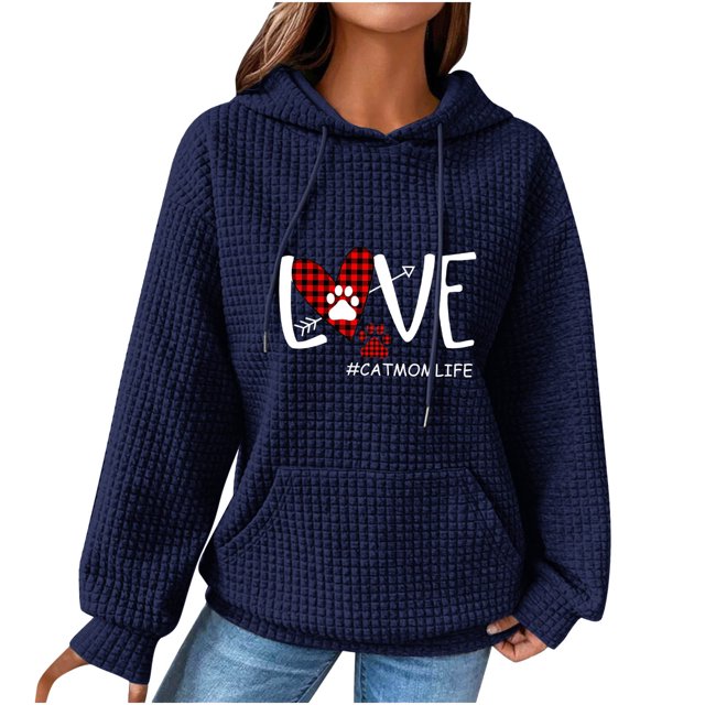 Birdeem Femmes Imprimé Col Rond Manches Longues Ample Chandail Simple Hauts Chandail Blouse