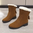 thumbnail image 4 of Bottes de Neige en Suède d'Hiver pour Femmes, Bout Rond Chaud avec Polaire Plate, Tube Moyen à Franges, 4 of 4