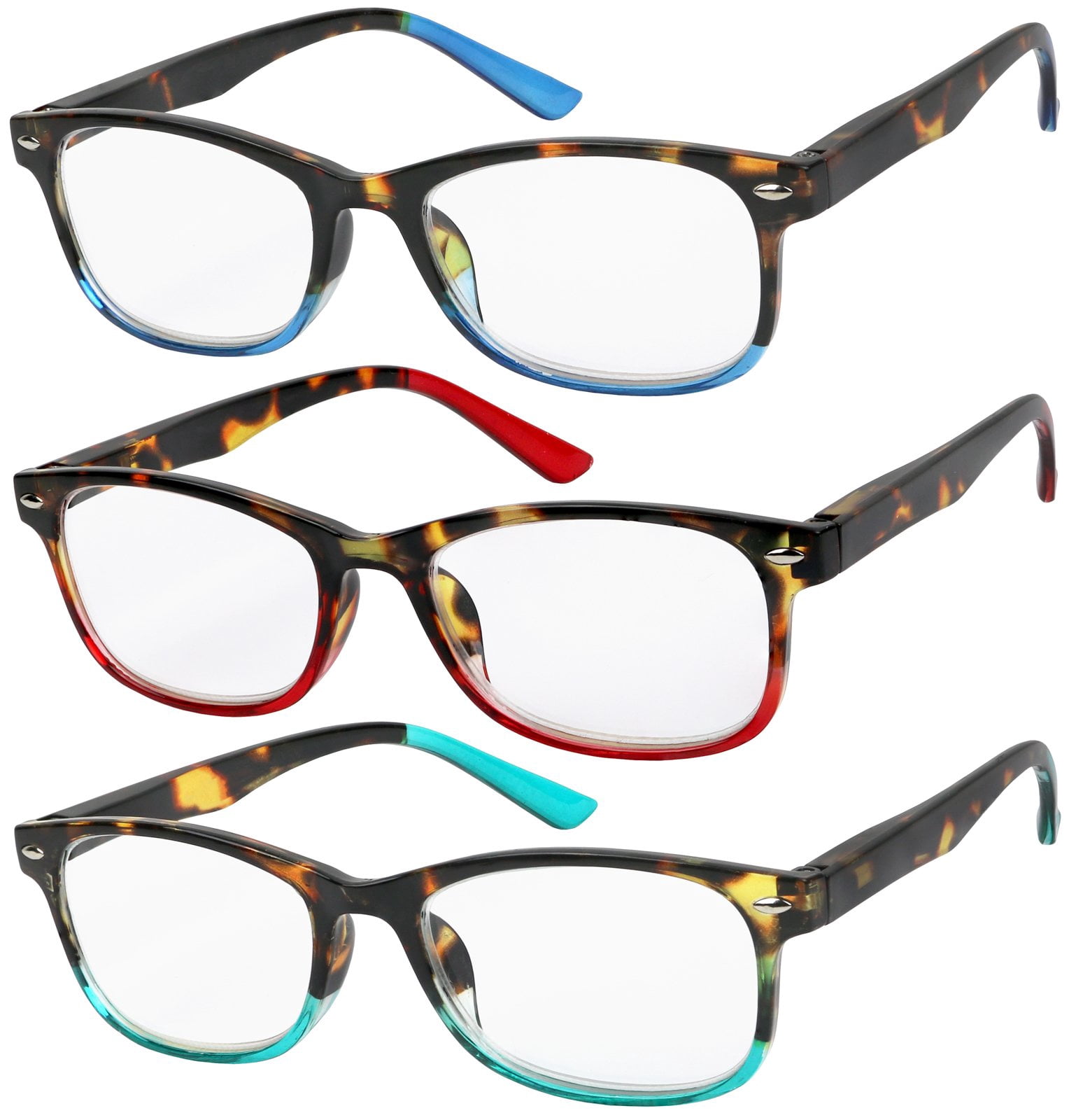 Success Eyewear Reading Glasses Set of 3 Great Value Spring Hinge Readers Men and Women Glasses for Reading +4