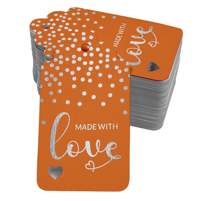 Inkdotpot Silver Foil Paper Hang Tags Made With Love Text Favor Tags 50 Pieces