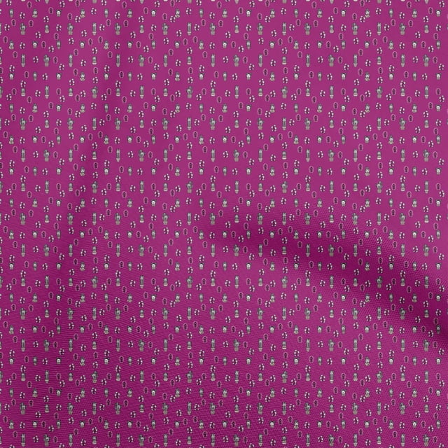 oneOone Polyester Spandex Dark Magenta Fabric Cactus Craft Projects Decor Fabric Printed By The Yard 56 Inch Wide
