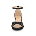thumbnail image 2 of BLISSFUL STEP Women's Rhinestone Mesh Kitten Heels Sandals Black (Size 8.5), 2 of 7