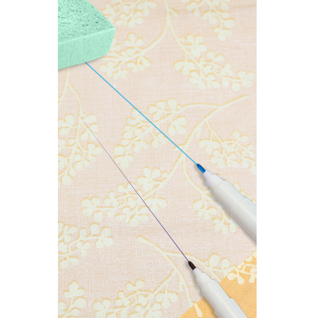 UNIQUE SEWING crayon marqueur 2-en-1 à double pointe fine, lavable bleu et effaçable à l’air mauve