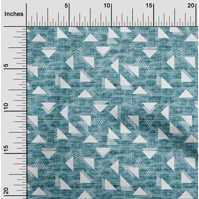 oneOone Cotton Cambric Elf Green Fabric Texture & Triangle Geometric Craft Projects Decor Fabric Printed By The Yard 42 Inch Wide