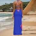 thumbnail image 3 of Maillot de Bain 2 Pcs pour Femme à Fleurs, Bikini Triangle à Ficelles à Dos Nu avec Jupe Moulante de Plage, par-Dessus, 3 of 5