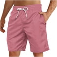 thumbnail image 1 of Yuyuzo Mens Shorts High Waisted Drawstring Quick Dry Summer Beach Swim Knee Length Shorts with Pockets, 1 of 4