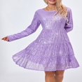 thumbnail image 2 of Sparkling Women‘s Long Sleeve Sequin Mini Dress in Solid Color, 2 of 8