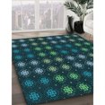 thumbnail image 3 of Ahgly Tapis Rectangulaire Lavable en Machine Intérieur Transitionnel Vert Cyan Foncé, 8 Pieds x 10 Pieds, 3 of 7