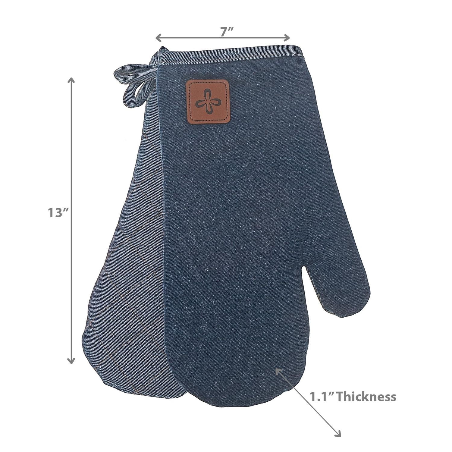 2 Pc Gant De Four Denim Avec Badge En Cuir
